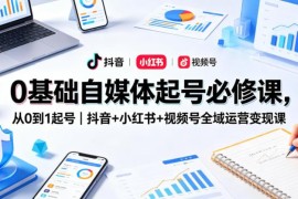 0基础自媒体起号必修课 抖音小红书视频号全域运营变现全流程