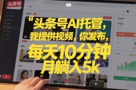 零技术低时间成本头条号托管副业 新手操作月入可达5000元以上