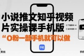 手机版小说推文知乎视频图文实操课 0粉仅一部手机即可上手
