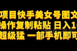 快手美女号图文蓝海项目玩法 单部手机无脑操作流量高易上手