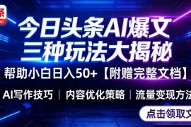今日头条三种主流玩法全解析 小白易上手附配套操作指引文档