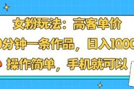 小红书女粉高客单价玩法 AI二创10分钟出作品日入千元易上手