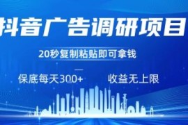 抖音广告调研零撸项目玩法 复制粘贴操作任务不限量收益稳定