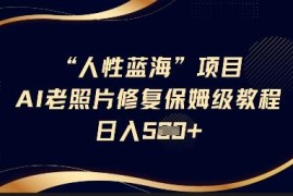 AI老照片修复蓝海项目保姆级教程 高复购轻副业全流程实操解析