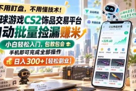CS2游戏饰品交易自动捡漏教程 小白手机可操作入门方法