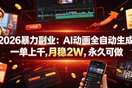 2026年AI全自动生成动画课件副业 零基础可做刚需单量充足