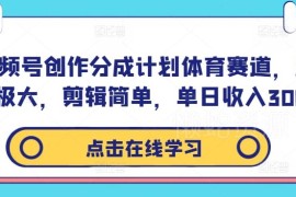 视频号创作分成计划体育赛道玩法 剪辑简单流量高单日收入300+