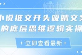 小说推文开头吸睛文案怎么写？底层逻辑及实操方法详解