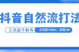 抖音自然流引流实操打法 单视频十万播放日引千粉变现教程
