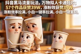 抖音万物拟人卡通短片黑马玩法拆解 小白可一键复刻高效涨粉