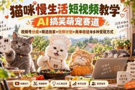 AI猫咪萌宠短视频制作教程 视频号多渠道变现实操全攻略