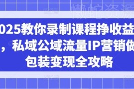 2025录课挣收益全攻略 IP打造及公私域流量变现实操教程