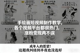 手绘画短视频制作教学 热门赛道涨粉变现全流程实操指南