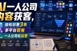 AI一人公司内容获客实操教程 日更3条多平台获客运营技巧