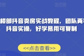 售楼部抖音卖房实战教程 两年团队实操可复制获客指南