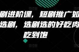 短剧推广进阶课程分享 短剧选剧技巧与核心运营方法详解