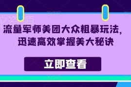 美团大众点评运营实操教程 美大店铺进阶运营技巧全解