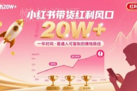 小红书带货项目实操方法 普通人可落地年入20万的运营攻略
