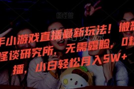 2024年微恐小游戏怪谈研究所直播 0粉不露脸新手玩法解析