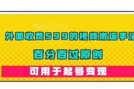 收费599的纯手法视频搬运过原创教程 可用于账号起号变现