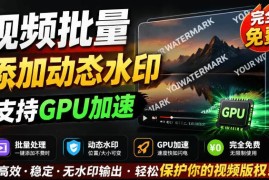 Windows纯本地免费视频水印工具 批量加动态水印支持GPU加速