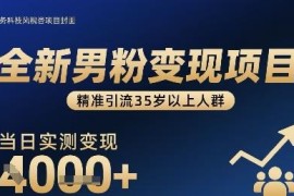 35岁以上男粉精准引流变现项目 新手操作实测单日收益超千元