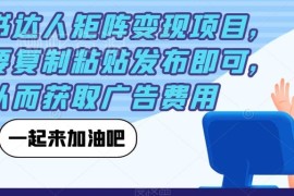 小红书达人矩阵变现全攻略 复制发笔记即可接广告赚收益