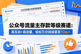 公众号流量主存款等级赛道拆解 高互动高流量易出10w+爆文