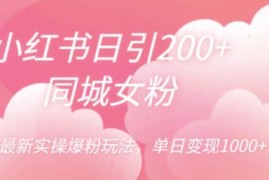 小红书同城女粉引流实操玩法 日引200粉单日变现超千元教程