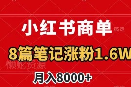 小红书商单最新玩法分享 8篇笔记涨粉1.6w新手可操作月入超8千