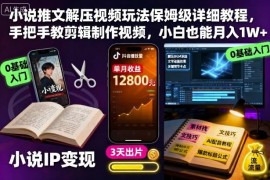 小说推文解压视频玩法保姆级教程 零基础小白可上手操作变现