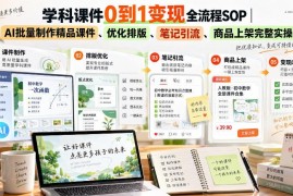 学科课件0到1变现全流程SOP AI批量制作引流上架实操指南