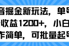 抖音掘金实操新玩法 小白易上手可批量起号 单日单账号收益破千