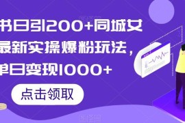 小红书同城女粉引流实操玩法 日引200粉单日变现千元教程