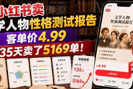 小红书售卖文学人物性格测试报告 低门槛虚拟资料副业实操指南