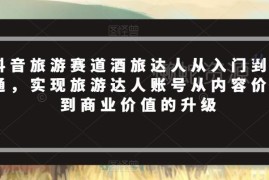 抖音酒旅达人从入门到精通 账号运营到商业变现全流程指南