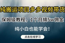 多多视频纯搬运带货保姆级教程 小白零成本上手赚佣金