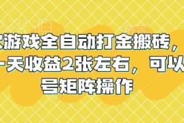 长期稳定老款游戏全自动打金搬砖 单号日入200可多号矩阵操作