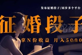 发布征婚段子多平台同步获收益 月入5千完整实操教程