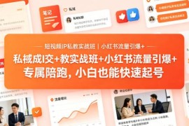 短视频IP私教实战班 小红书起号私域成交带徒盈利全流程教学