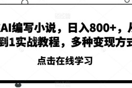 普通人用AI写小说赚钱从0到1实战教程 多种变现方式拆解