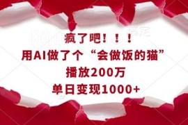 AI制作会做饭的猫高流量短视频 实操玩法及变现路径详解