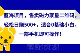 快手磁力聚星二维码售卖项目教程 0基础小白单手机即可操作