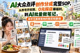 大众点评AI创作分成全流程SOP 零基础可落地的轻副业实操指南