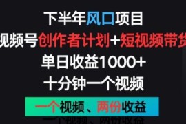 2024下半年视频号风口项目 创作者计划+带货双收益玩法详解