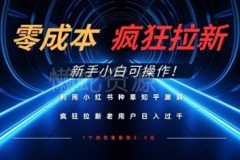 小红书种草配合知乎拉新零成本项目 新手小白可轻松上手操作