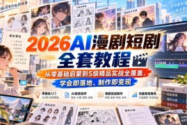 2026无水印AI漫剧短剧全套教程 零基础到S级实战变现全覆盖