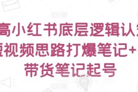 小红书底层逻辑认知提升 短视频爆笔记及纯带货起号实操教程