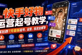 2024年7月某社群最新快手好物起号运营投流全流程实操教学