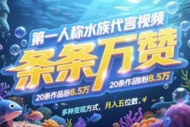 第一人称水族代言视频制作教程 涨粉技巧与变现模式全解析